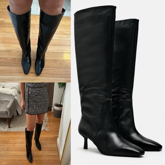 Zara Shoes - Zara heeled leather knee high boots leather black kitten heel 2006/310 38 7.5